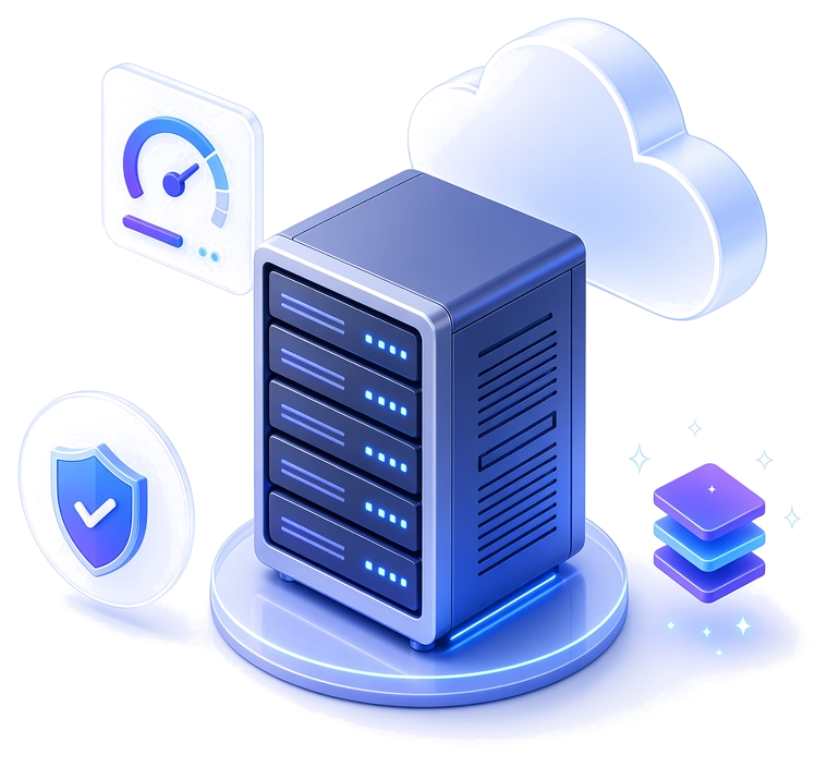 HostTepe web hosting altyapısı sunucu illüstrasyonu